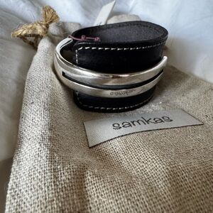 Samkas | 🖤🩶 Black Leather and Silver Bracelet 🩶🖤